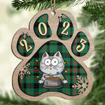 Lucky Cat Christmas Ornament - Festive Buffalo Plaid Holiday Decor