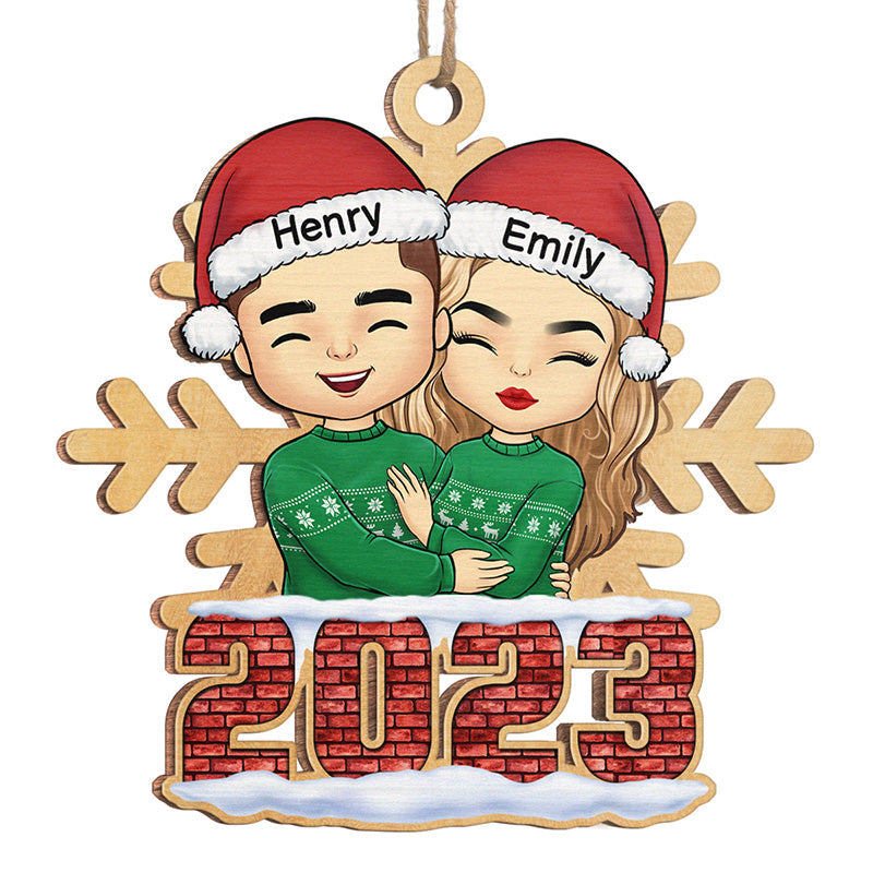 I Can't Help Falling In Love With You - Couple Personalized Custom Ornament - Wood Custom Shaped - Christmas Gift For Husband Wife, Anniversary