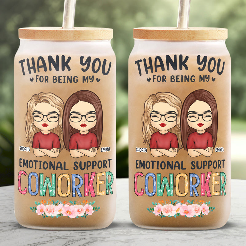 Custom Name Emotional Support Coworker Gifts - Personalized Glass Cup