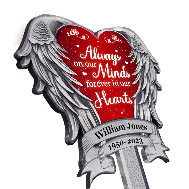 Custom Name Memorial Angel Heart Decor - Personalized Acrylic Stake