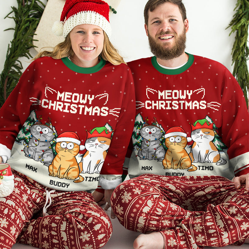 Custom Name Christmas Cat Gifts for Cat Lovers - Personalized Sweatshirt