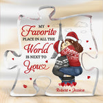 Custom Name Romantic Christmas Couple Gifts - Personalized Shaped Acrylic Plaque