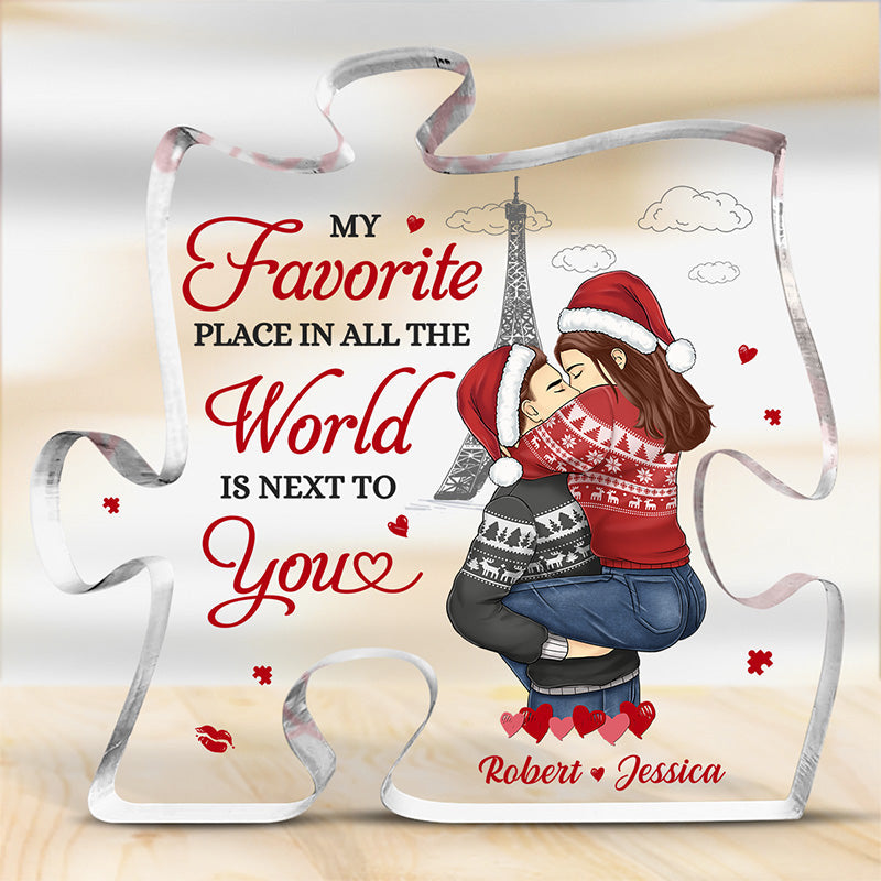 Custom Name Romantic Christmas Couple Gifts - Personalized Shaped Acrylic Plaque