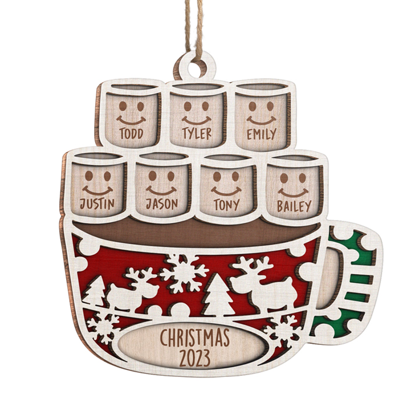 Hot Cocoa And Marshmallow Make Christmas So Nice - Personalized Custom Marshmallow Shaped Wood Christmas Ornament - Gift For Family Member, Christmas Gift