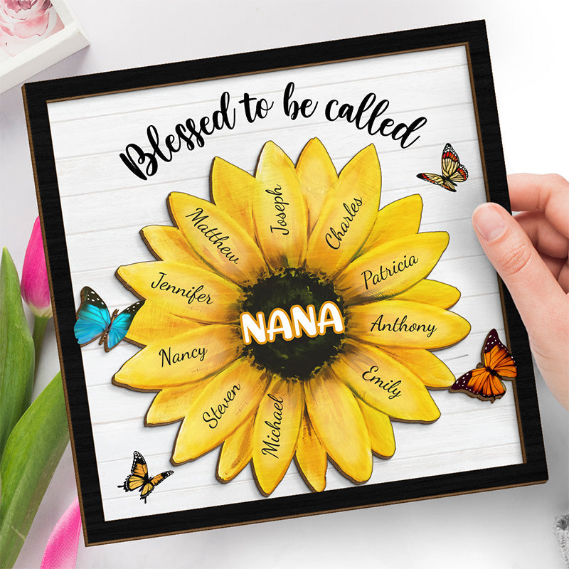 Blessed To Be Called - Family Personalized Custom 2-Layered Wooden Plaque With Stand - House Warming Gift For Grandma