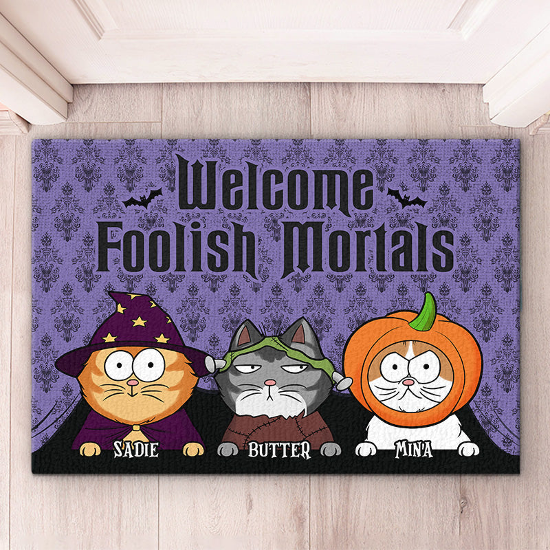 Custom Name Halloween Cat Decor - Personalized Doormat