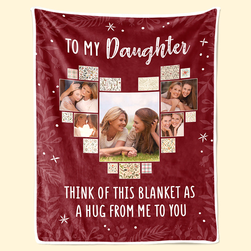 Custom Photo A Hug From Me To You - Family Personalized Custom Blanket - Gift For Family Members