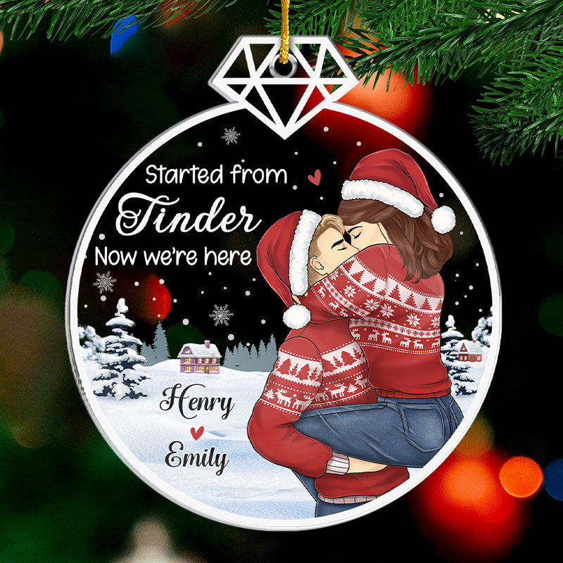 Now We're Here - Couple Personalized Custom Ornament - Acrylic Custom Shaped - Christmas Gift For Husband Wife, Anniversary