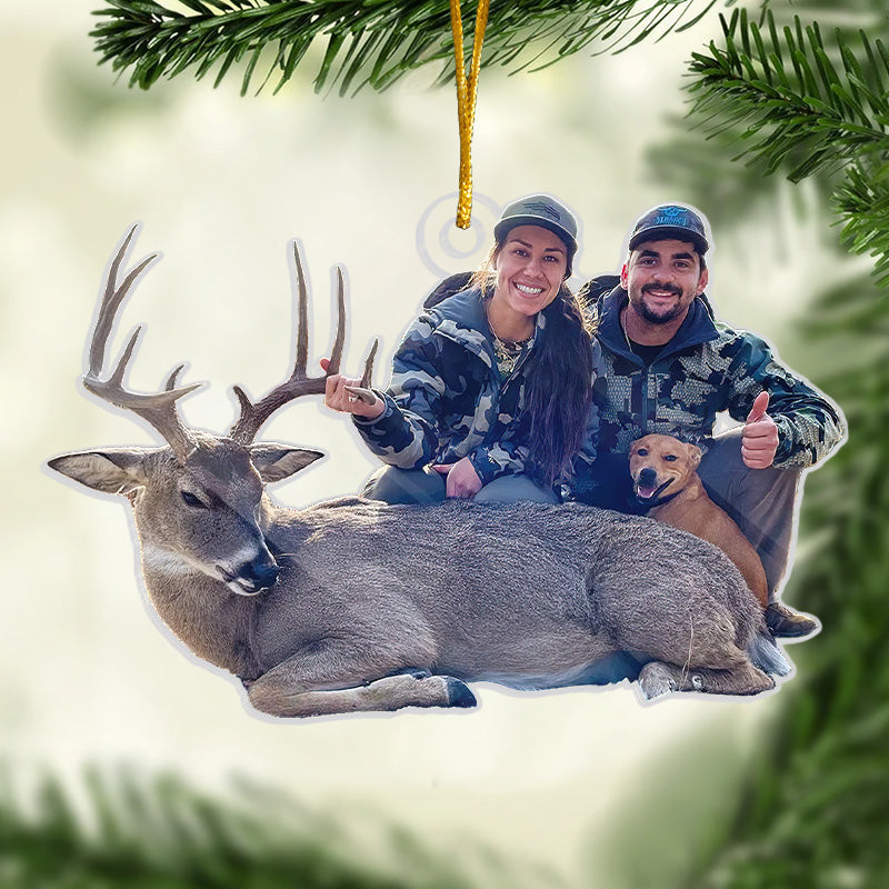 Custom Photo Deer Hunting Christmas Gifts for Men - Personalized Ornament
