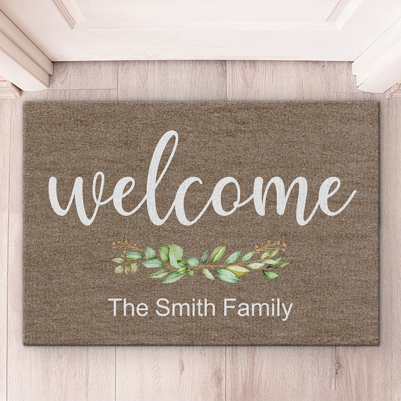 Custom Botanical Family Housewarming Decor - Personalized Doormat