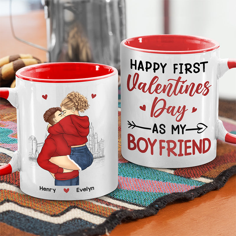 Happy Valentines Day As My Husband - Couple Personalized Custom Accent Mug - Valentine Gift For Husband Wife, Anniversary, First Valentines Together