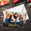 Custom Photo Wishing A Merry Christmas - Family Personalized Custom Holiday Postcards, Greeting Cards - Christmas Gift For Family Members