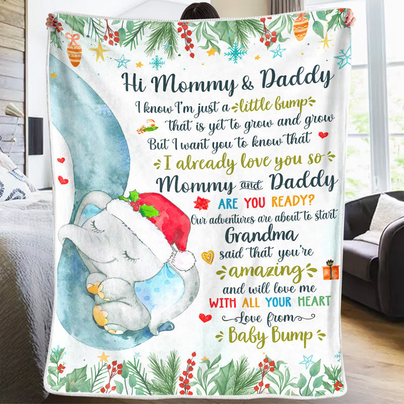 Baby Bump Christmas Announcement Gifts for Parents - Blanket