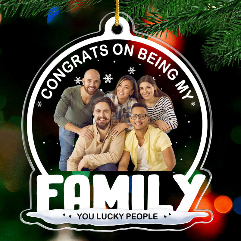 Custom Photo Make It A December To Remember - Family Personalized Custom Ornament - Acrylic Snow Globe Shaped - Christmas Gift For Siblings, Brothers, Sisters, Cousins, Friends, Coworkers