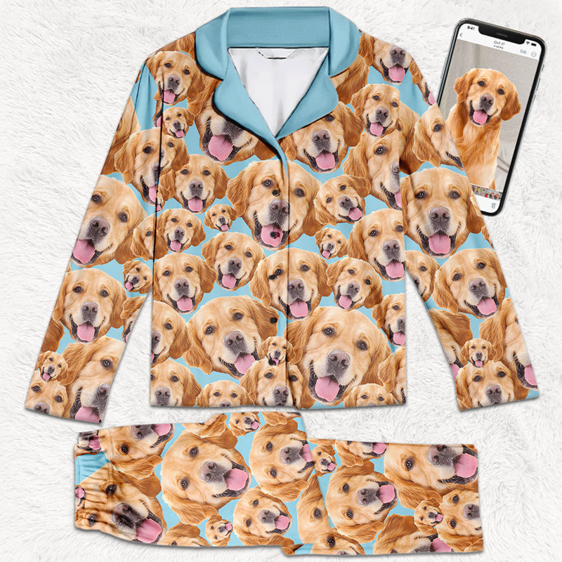 Custom Photo Live Love Bark - Dog & Cat Personalized Custom Face Photo Pajamas - Gift For Pet Owners, Pet Lovers