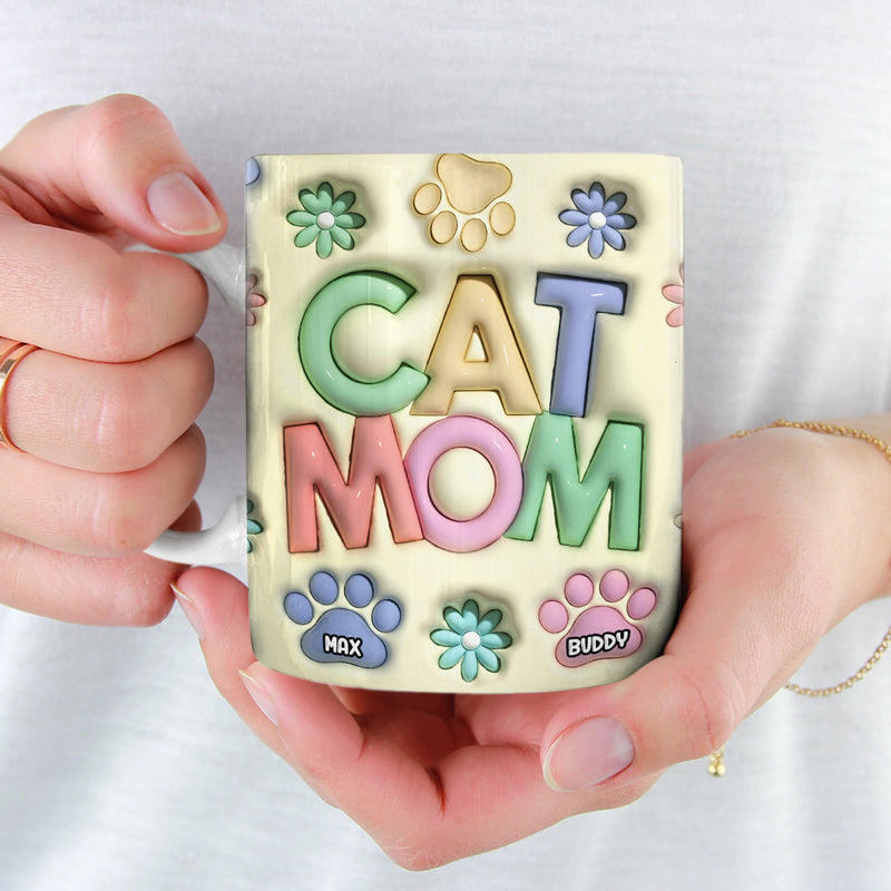 Happy Howlidays Cat Mom Dog Mom - Dog & Cat Personalized Custom 3D Inflated Effect Printed Mug - Christmas Gift For Pet Owners, Pet Lovers