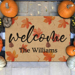 Custom Name Fall Pumpkin Welcome Decor - Personalized Doormat