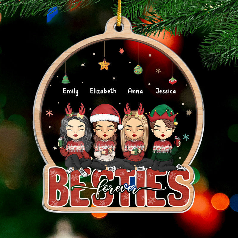 Custom Name Christmas Besties Gifts for Friends - Personalized Ornament