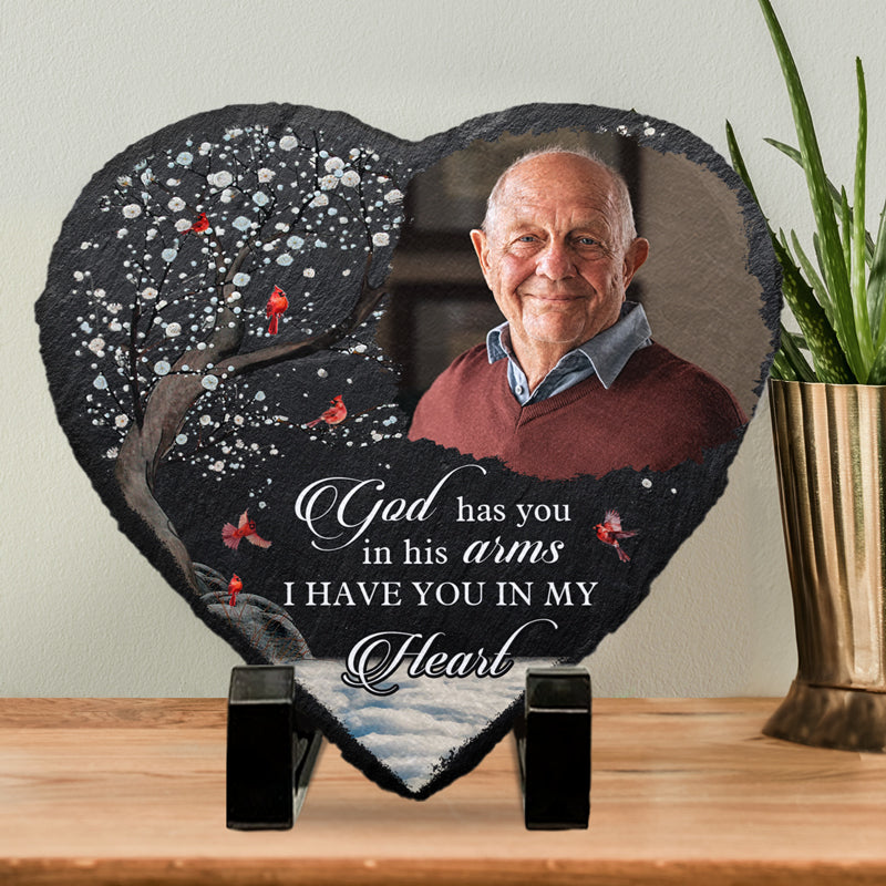 Custom Photo I Have You In My Heart - Memorial Personalized Custom Heart Shaped Memorial Stone - Sympathy Gift For Family Members