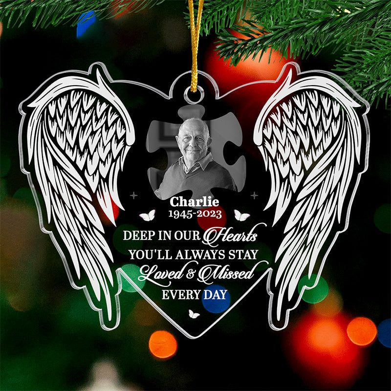 Custom Photo God Has You In His Arms, I Have You In My Heart - Memorial Personalized Custom Ornament - Acrylic Custom Shaped - Christmas Gift, Sympathy Gift For Family Members