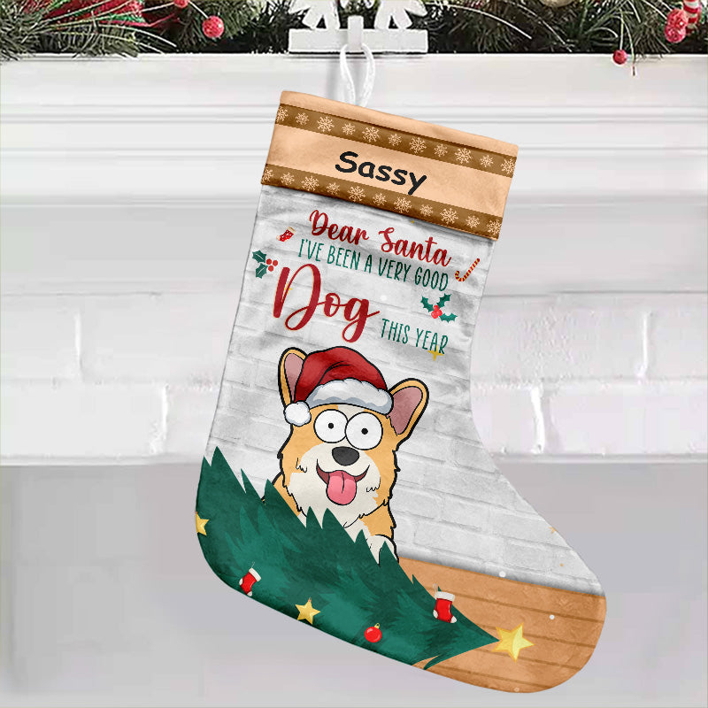Custom Funny Dog Naughty List Christmas Decor - Personalized Christmas Stocking