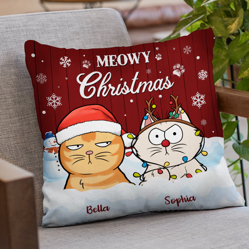 Custom Name Christmas Cat Gifts for Cat Lovers - Personalized Pillow
