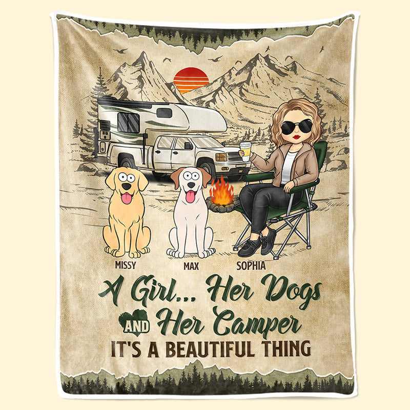 Custom Name Camping Gifts for Dog Lovers - Personalized Blanket