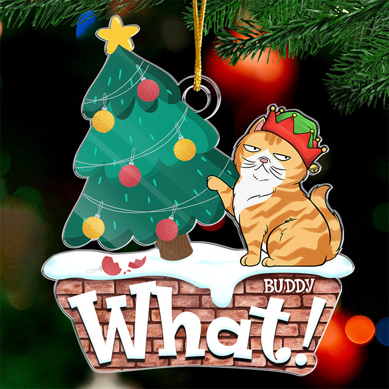 Santa’s Little Helper - Cat Personalized Custom Ornament - Acrylic Custom Shaped - Christmas Gift For Pet Owners, Pet Lovers