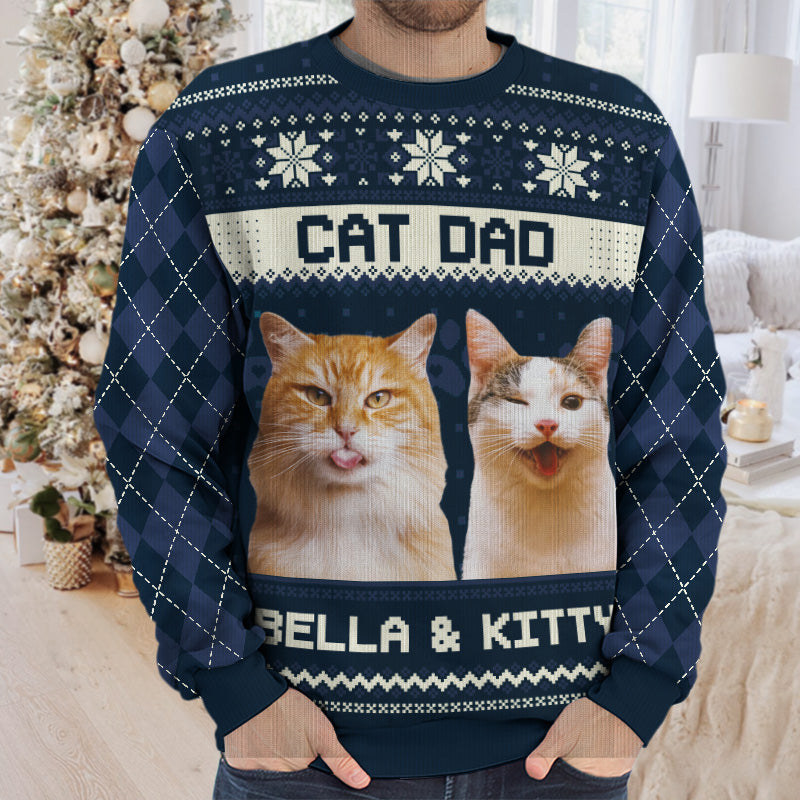 Custom Photo Home Is Where My Cat Is - Cat Personalized Custom Ugly Sweatshirt - Unisex Wool Jumper - Christmas Gift For Pet Owners, Pet Lovers