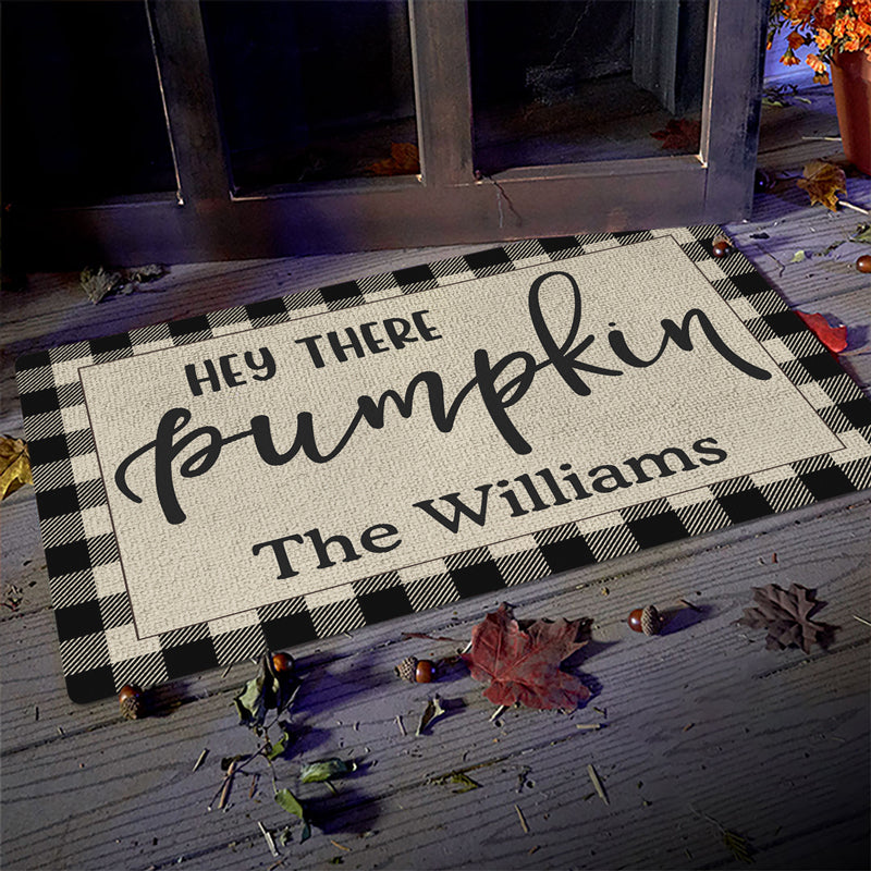 Custom Name Pumpkin Fall Decor - Personalized Doormat