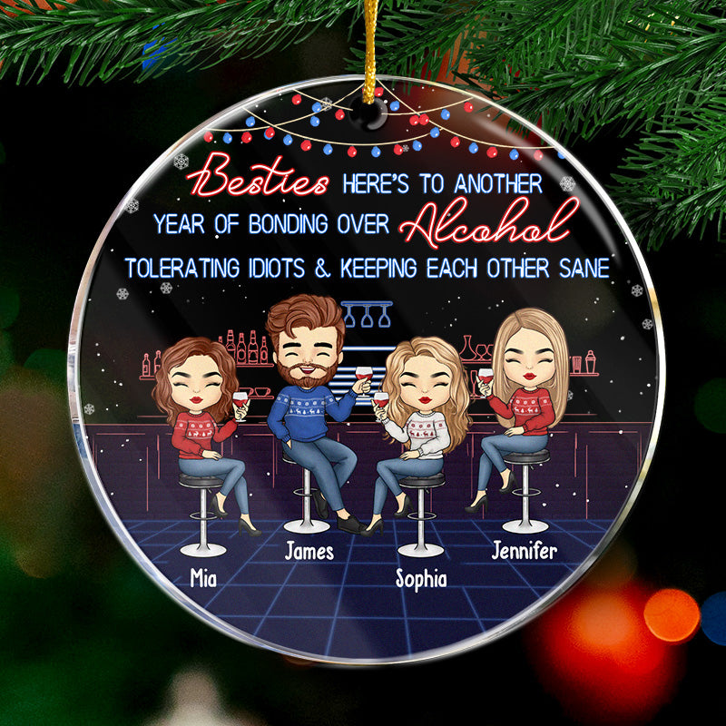 Custom Name Besties Alcohol Gifts for Friends - Personalized Ornament