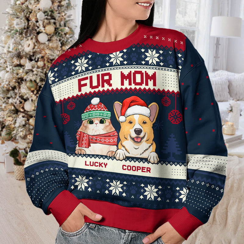 Merry Christmas Black & Red Style - Pet Personalized Custom Ugly Sweatshirt - Unisex Wool Jumper - New Arrival Christmas Gift For Pet Owners, Pet Lovers