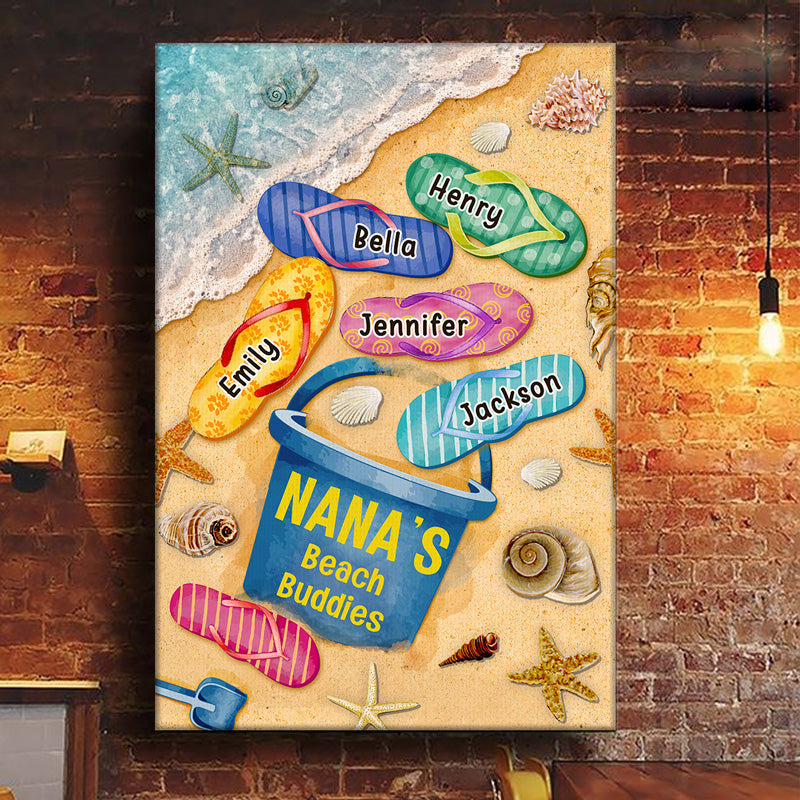 Custom Name Beach Buddies Gifts for Grandma - Personalized Canvas
