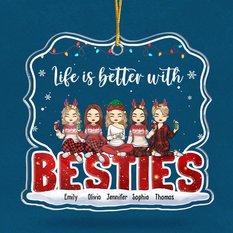 Custom Name Christmas Besties Gifts for Friends - Personalized Ornament