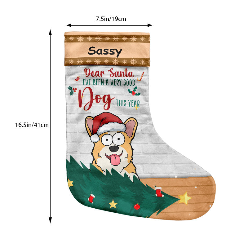 Custom Funny Dog Naughty List Christmas Decor - Personalized Christmas Stocking