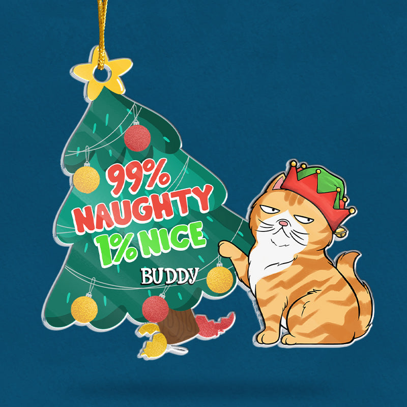 Feliz Naughty Cat - Cat Personalized Custom Ornament - Acrylic Custom Shaped - Christmas Gift For Pet Owners, Pet Lovers