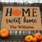Custom Name Fall Pumpkin Home Decor - Personalized Doormat
