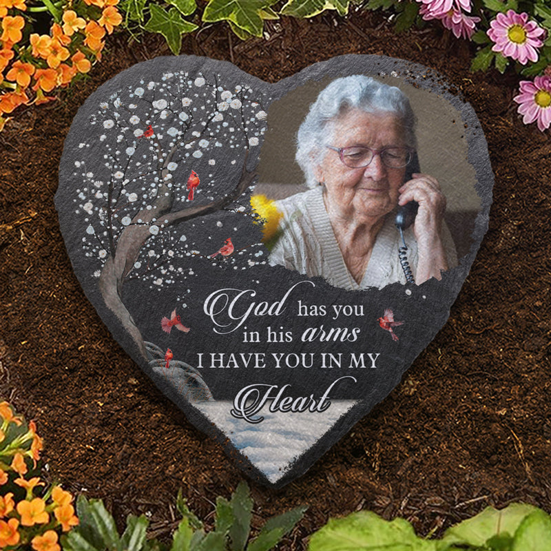 Custom Photo I Have You In My Heart - Memorial Personalized Custom Heart Shaped Memorial Stone - Sympathy Gift For Family Members