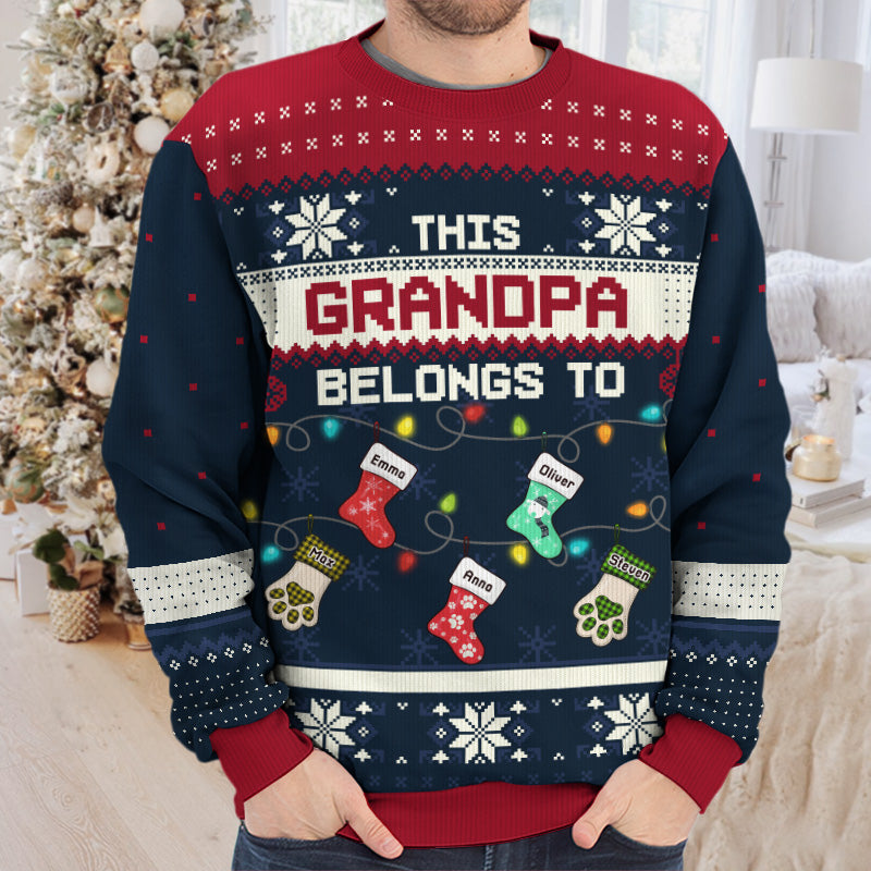 Blessed To Be Called Grandma - Family Personalized Custom Ugly Sweatshirt - Unisex Wool Jumper - Christmas Gift For Grandma