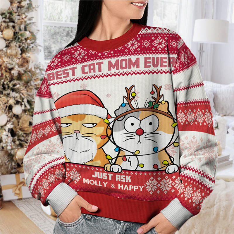Custom Name Christmas Gifts for Cat Dads - Personalized Sweatshirt