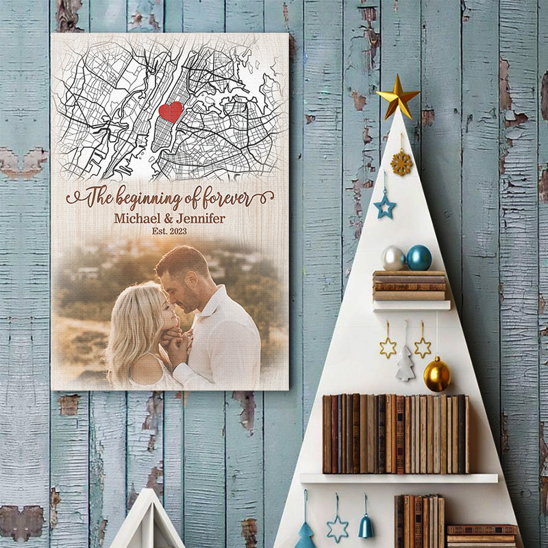 Custom Photo The Beginning Of Forever - Couple Personalized Custom Vertical Poster - Gift For Husband Wife, Anniversary