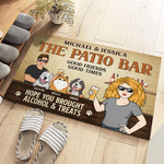 Custom Couple and Pet Patio Bar Decor - Personalized Doormat