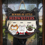 Funny Cat Meownster Halloween Decor - Wood Sign