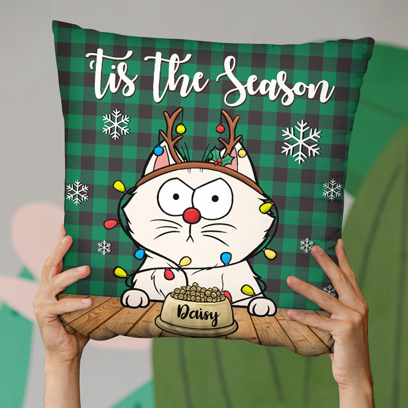 Custom Pet Name Christmas Cat Gifts for Cat Lovers - Personalized Pillow