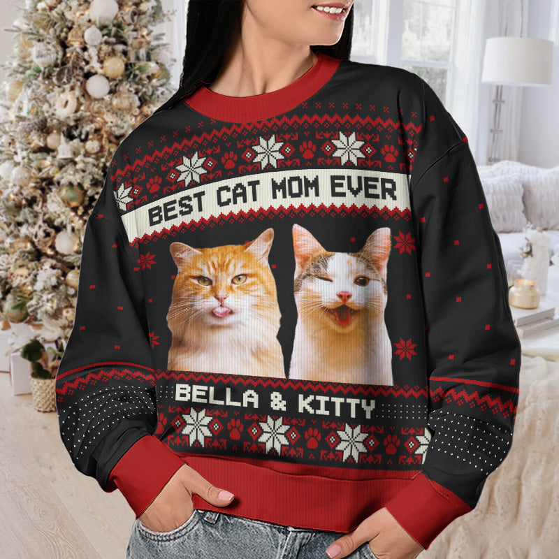 Custom Name Christmas Gifts for Cat Moms - Personalized Sweatshirt