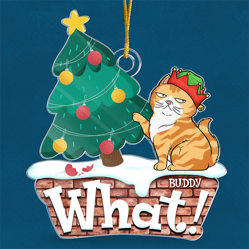 Santa’s Little Helper - Cat Personalized Custom Ornament - Acrylic Custom Shaped - Christmas Gift For Pet Owners, Pet Lovers
