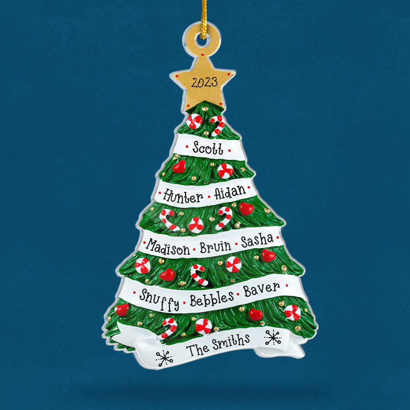 Our Warmth & Happiness - Family Personalized Custom Ornament - Acrylic Christmas Tree Shaped - Christmas Gift For Family Members