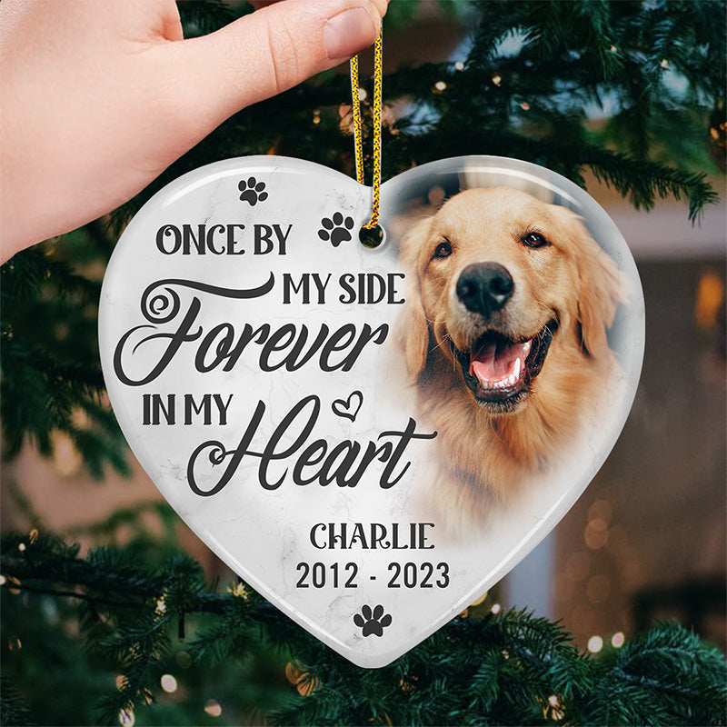Custom Photo If Love Could Have Kept You Here - Memorial Personalized Custom Ornament - Ceramic Heart Shaped - Christmas Gift, Sympathy Gift For Pet Owners, Pet Lovers