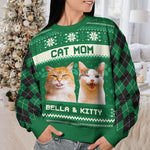 Custom Cat Photo Christmas Gifts for Cat Moms - Personalized Sweatshirt