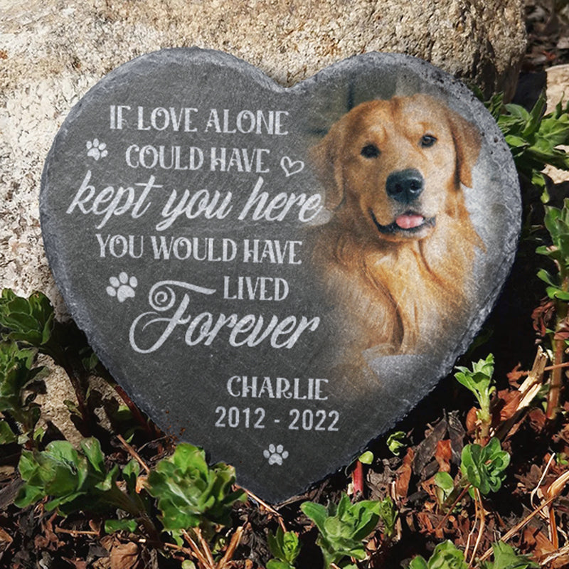 Custom Photo If Love Alone Pet Memorial Decor - Personalized Memorial Stone